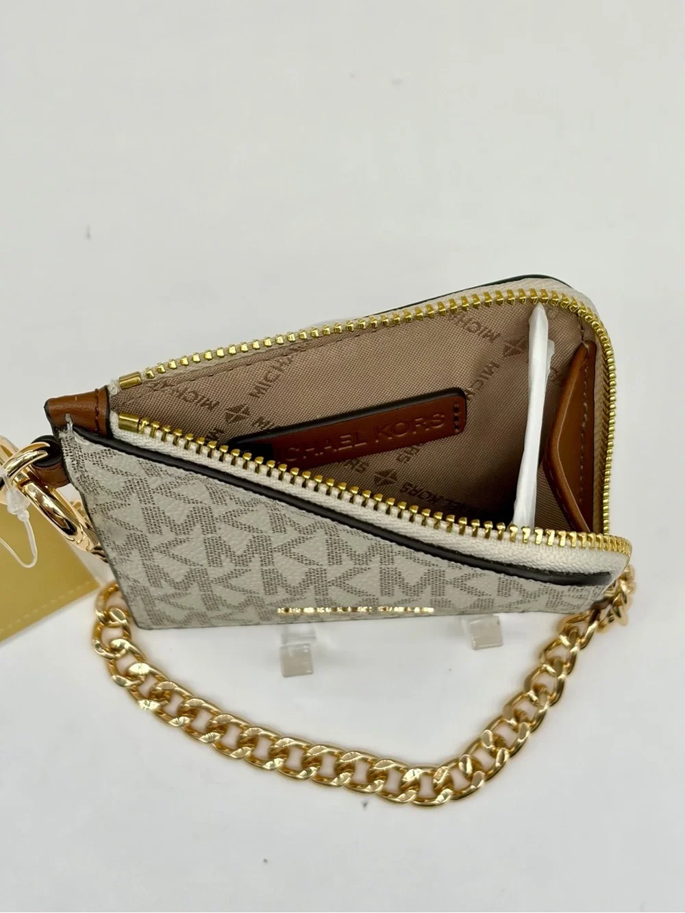 Michael Kors Jet Set Travel Signature Logo Chain Wallet Card Holder